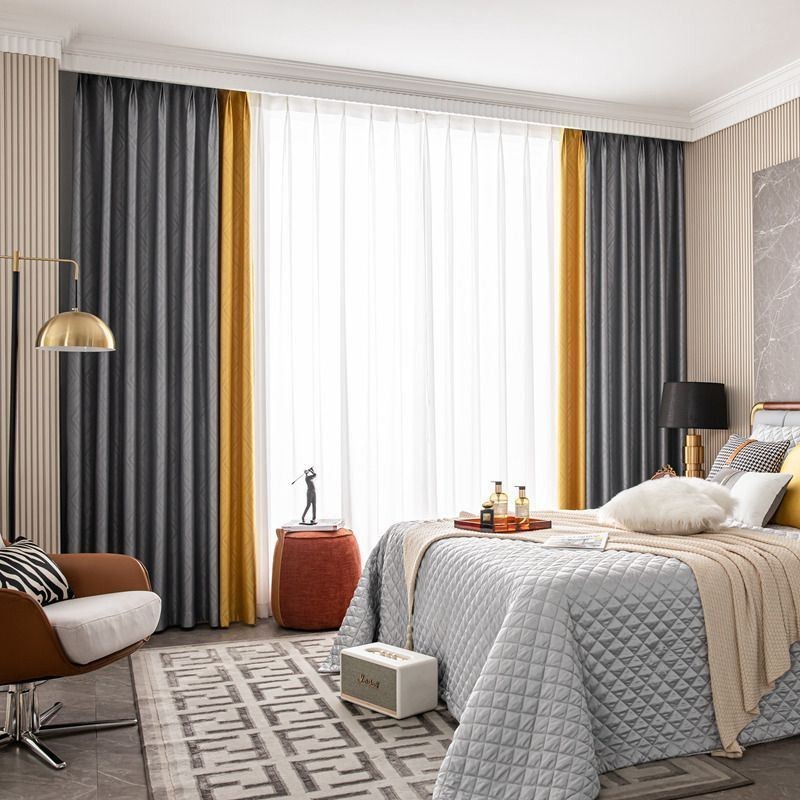 Geometric Jacquard Curtains Blackout For Living Room