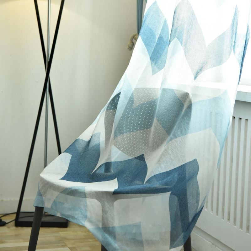 Nordic Simple Sheer Curtain Made to Measure Curtain Wavy Pattern Printed Living Room