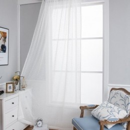 White Sheer Curtain Made to Measure Curtain Embossed Voile Draperies For Living Room Bedroom