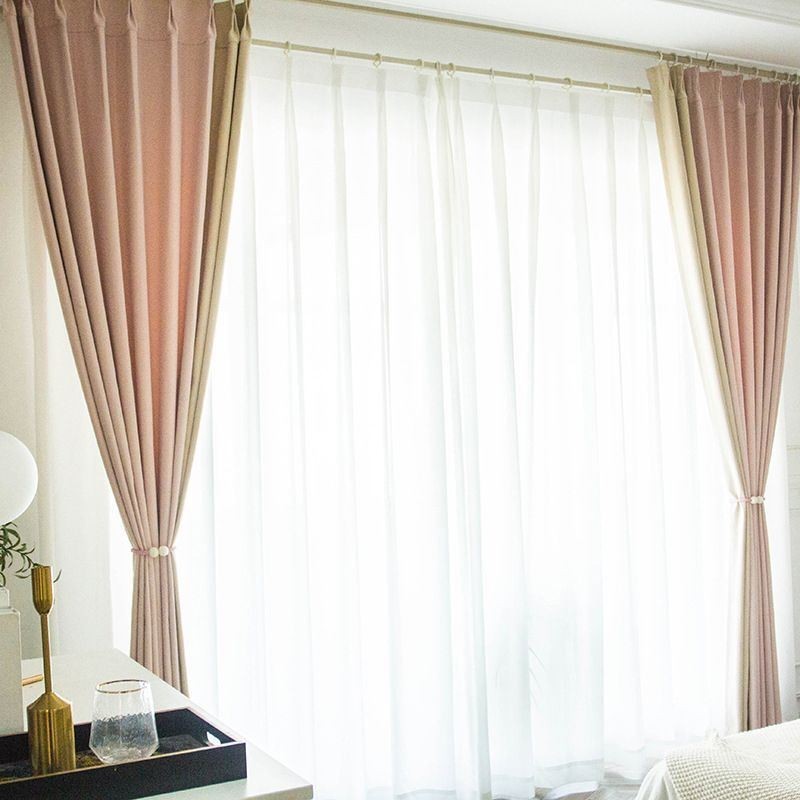 Nordic Patchwork Curtains Solid Color Blackout For Living Room