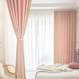 Nordic Patchwork Curtains Solid Color Blackout For Living Room