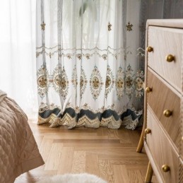 Embroidery Tulle Curtain Made to Measure Curtain European Luxury Sheer Voile Living Room