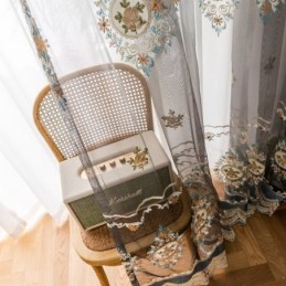Embroidery Tulle Curtain Made to Measure Curtain European Luxury Sheer Voile Living Room