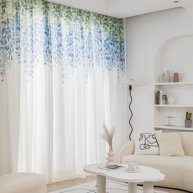 Modern Sheer Curtain Made to Measure Curtain Plants Print Voile Window For Living Room Balcony