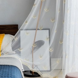 Classic Sheer Curtain Made to Measure Curtain Deer Embroidered Tulle Curtains For Living Room