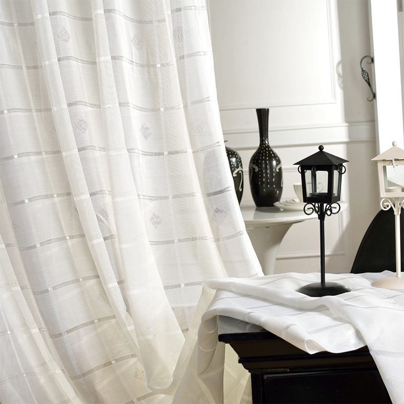 Geometric Jacquard Sheer Curtain Made to Measure Curtain Luxury Tull Living Room Bedroom