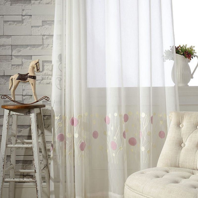 Embroidered Tulle Curtain Made to Measure Curtain Modern Voile Gauze Curtains For Living Room Bedroom
