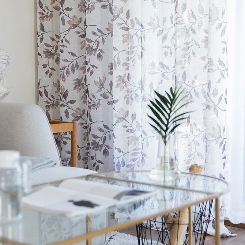 Botanical Printed Curtain Made to Measure Curtain Tulle Sheer For Living Room Bedroom