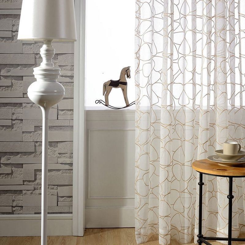 Modern Embroidered Tulle Curtain Made to Measure Curtain Voile Sheer Living Room