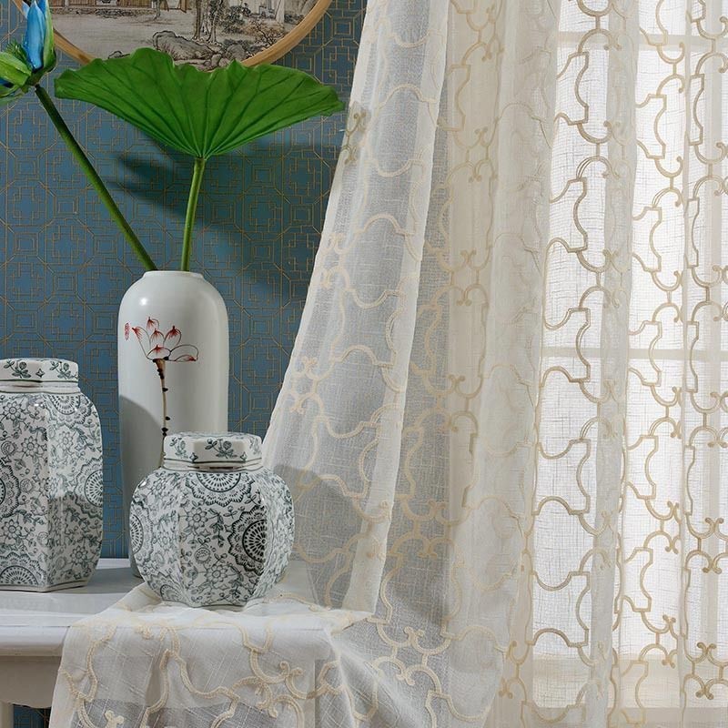 Nordic Embroidery Curtain Made to Measure Curtain Cotton Sheer Living Room Bedroom