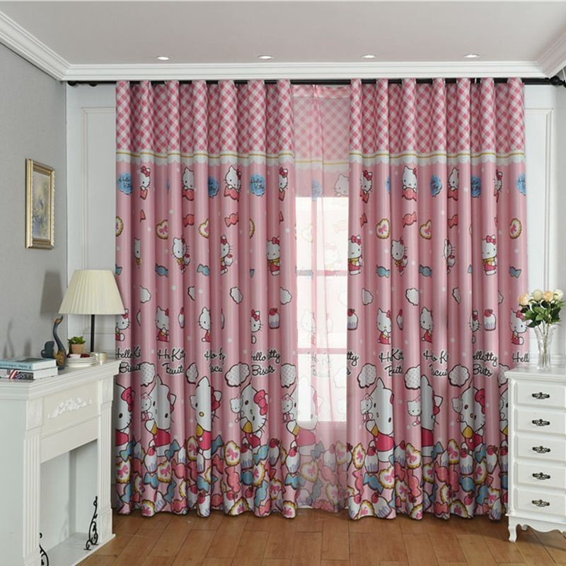 Kids Blackout Curtains with Cat Print Lovely Girls Bedroom Window Curtain Made to Measure Curtain