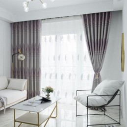 Modern Blackout Curtains Tree Jacquard Shade Fabric Drapes