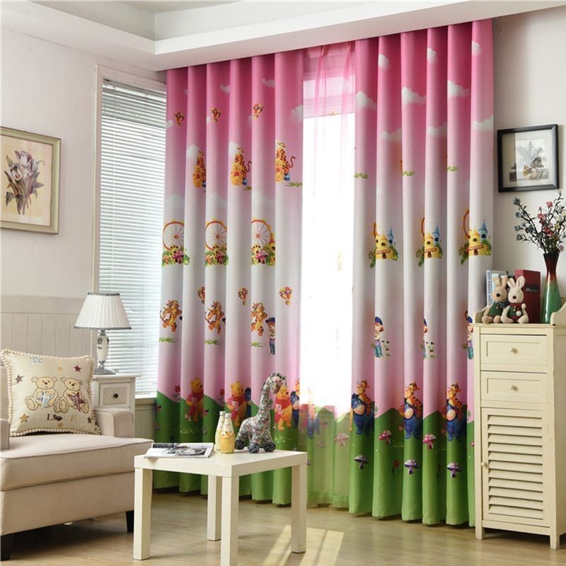 Cartoon Blackout Curtain Made to Measure Curtain Winnie the Pooh Print Curtains For Kids Room