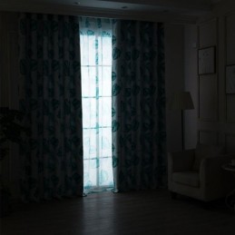Modern Tropical Printed Curtains Green Leaves Window Drape For Living Room