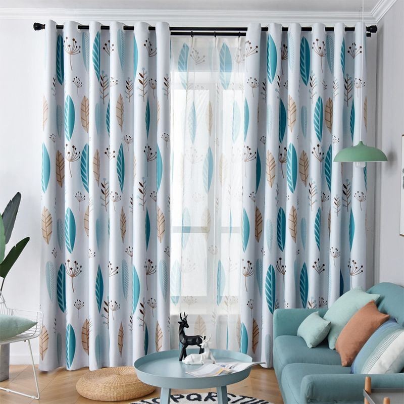 Blackout Curtain Made to Measure Curtain Nordic Leaf Printing Window