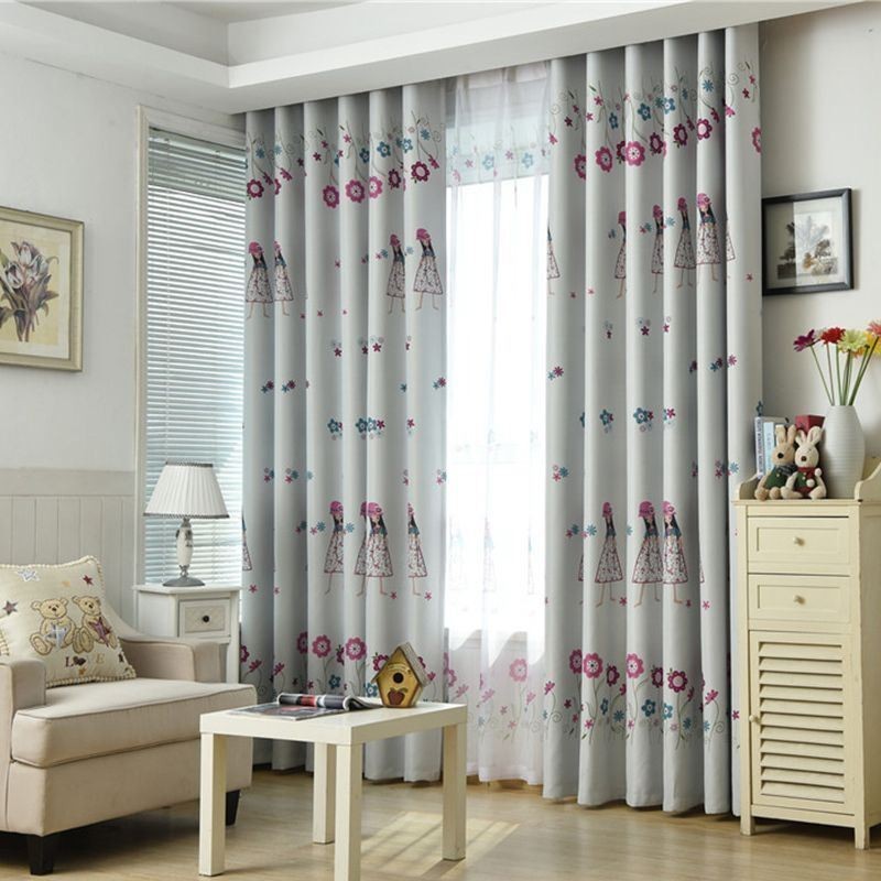 Cartoon Girl Print Curtain Made to Measure Curtain Children'S Room Thermal Insulated Blackout