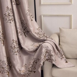 Modern Blackout Curtains Tree Jacquard Shade Fabric Drapes