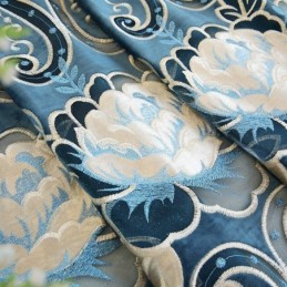 Chenille Curtain Made to Measure Curtain European Style Floral Embroidery