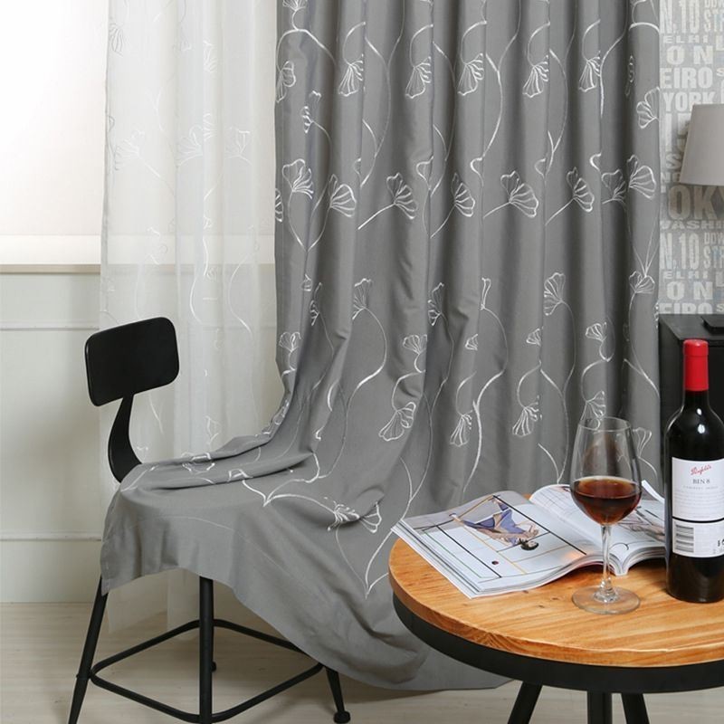 Nordic Curtain Made to Measure Curtain Cotton Leaf Embroidery