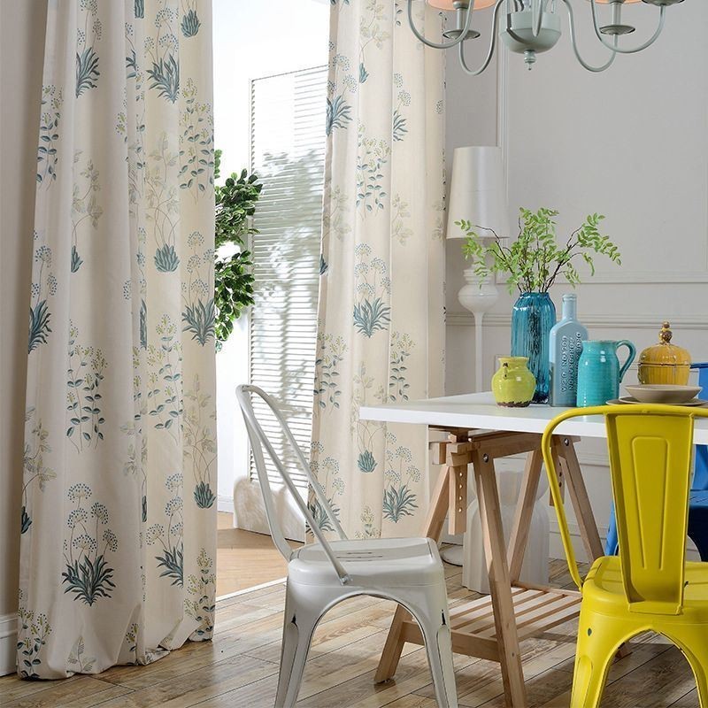 Nordic Curtain Made to Measure Curtain Cotton Plants Printed