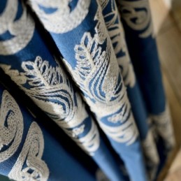 Nordic Simple Curtain Made to Measure Curtain Blue Embroidery Living Room Study Fabric