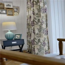 American Rural Curtain Made to Measure Curtain Purple Flower Printed Bedroom Fabric