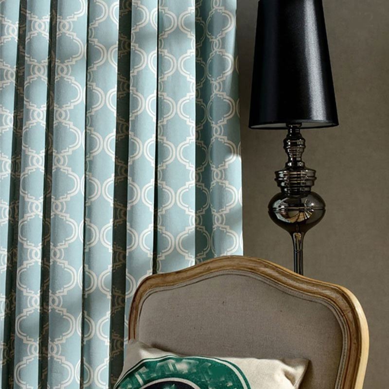 Nordic Simple Curtain Made to Measure Curtain Geometric Printed Environment Protective cotton Fabric