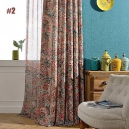 American Antique Curtain Made to Measure Curtain Contrast Flower Printed Bedroom Fabric