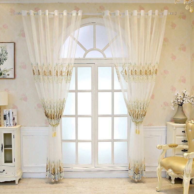 Europe Tulle Curtains Embroidered Sheer For Living Room Bedroom