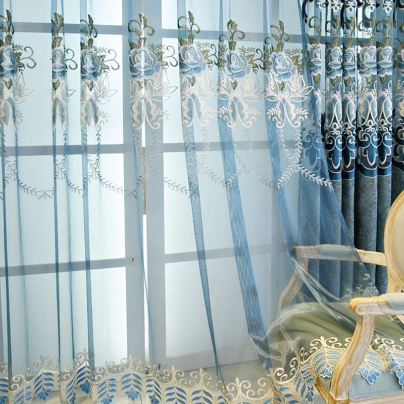 Modern Floral Curtain Made to Measure Curtain Tulle Window Sheer For Living Room Bedroom