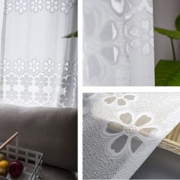 Modern White Tulle Curtains Flower Sheers Curtain Made to Measure Curtain For Living Room