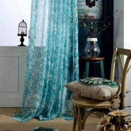 Leaves Print Semi Sheer...