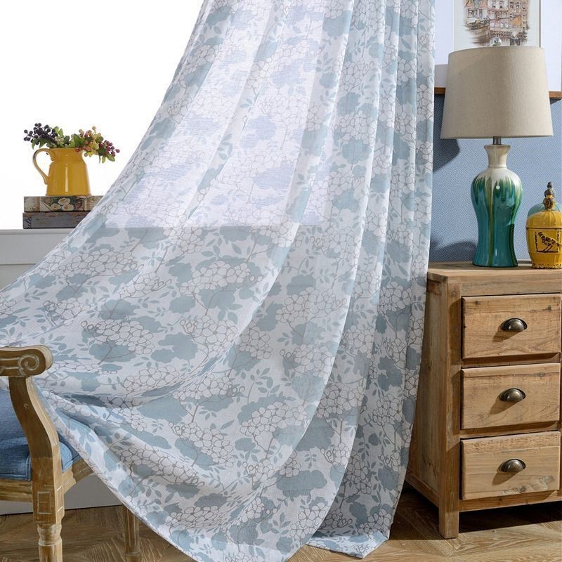 Printed Flower Curtains Tulle Sheer For Living Room Bedroom