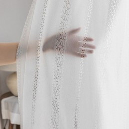 Classical Geometric Window Screen White Embroidery Organza For Living Room Made to Measure Curtain