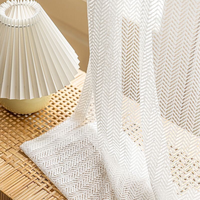 Fish Bone Tulle Curtains Window Screen For Living Room Bedroom