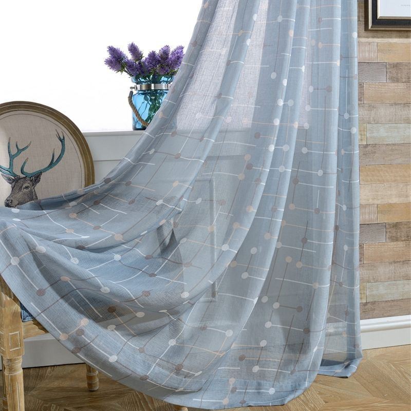Printed Curtains Tulle Semi Sheer For Living Room Bedroom