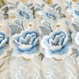 Luxury Tulle Curtain Made to Measure Curtain Floral Embroidered Voile For Living Room
