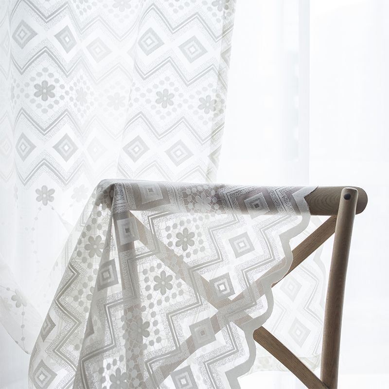 White Sheer Curtains Diamond Window For Living Room Bedroom