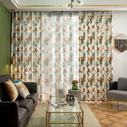 Curtains American Style Plant Printed