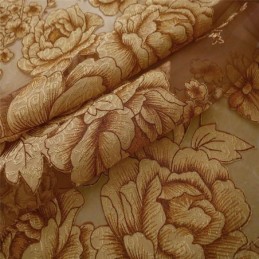 Retro Sheer Curtain Made to Measure Curtain Jacquard Living Room Brown