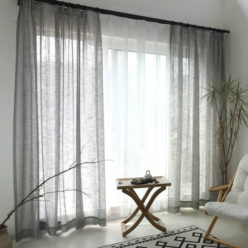 Grey Sheer Curtain Made to Measure Curtain Breathable Solid Color Voile Living Room Bedroom