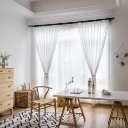 White Chiffon Sheer Curtain Made to Measure Curtain Modern Breathable Living Room Bedroom Nursery Fabric
