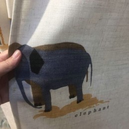 Beige Cartoon Pattern Curtain Made to Measure Curtain Lion Giraffe Elephant Children’s Room Curtains