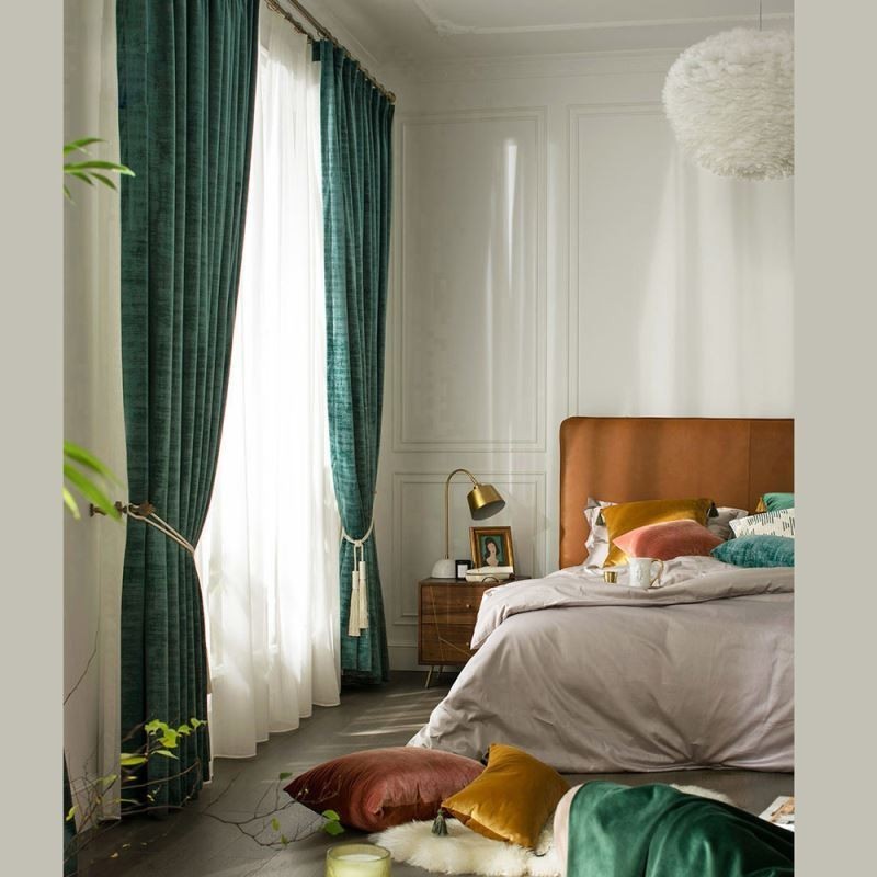 Velvet Max Blackout Curtain Made to Measure Curtain Malachite Green Solid Color Bedroom