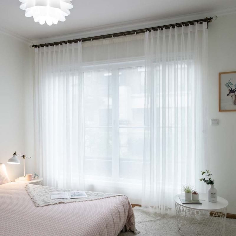White Breathable Sheer Curtain Made to Measure Curtain Modern Simple Living Room Bedroom Study Fabric