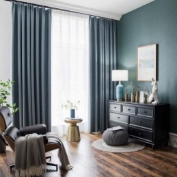 Solid Blue Blackout Curtain Made to Measure Curtain Modern Simple Living Room Bedroom Fabric