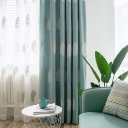 Nordic Curtain Made to Measure Curtain Cotton Linen Minimalist Leaf Embroidery