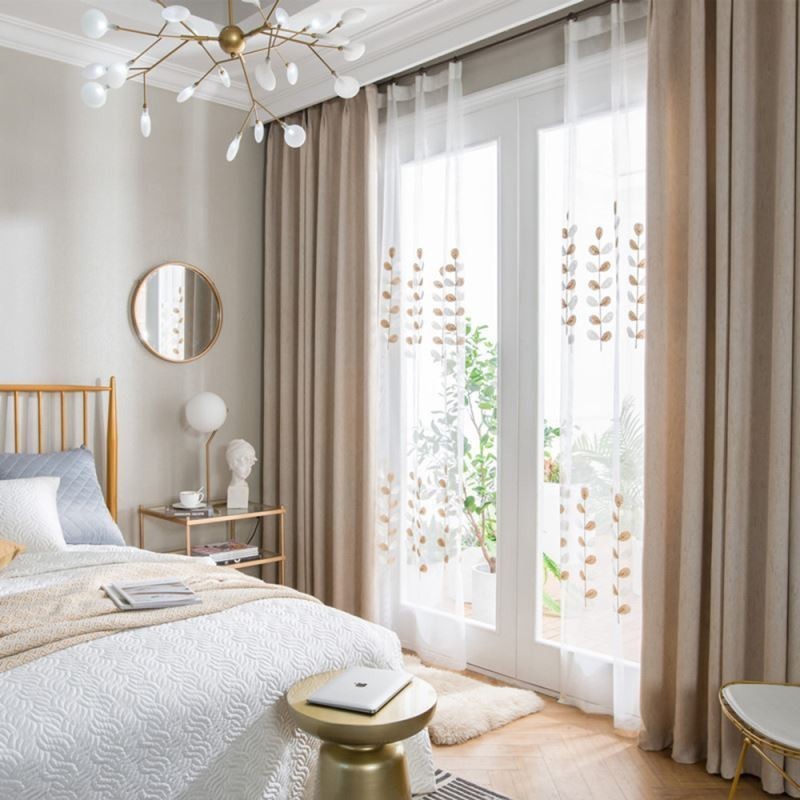 Flax Blackout Curtain Made to Measure Curtain Solid Color Environmental Protection Room Darkening