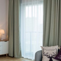 Solid Green Blackout Curtain Made to Measure Curtain Modern Simple Living Room Bedroom Fabric