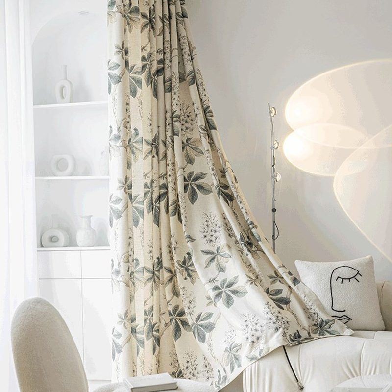 American Style Curtains Plant Printed